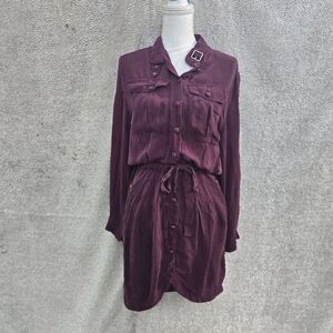 ZAC POSEN Z SPOKE 100% Silk Burgundy Long Sleeve Dress